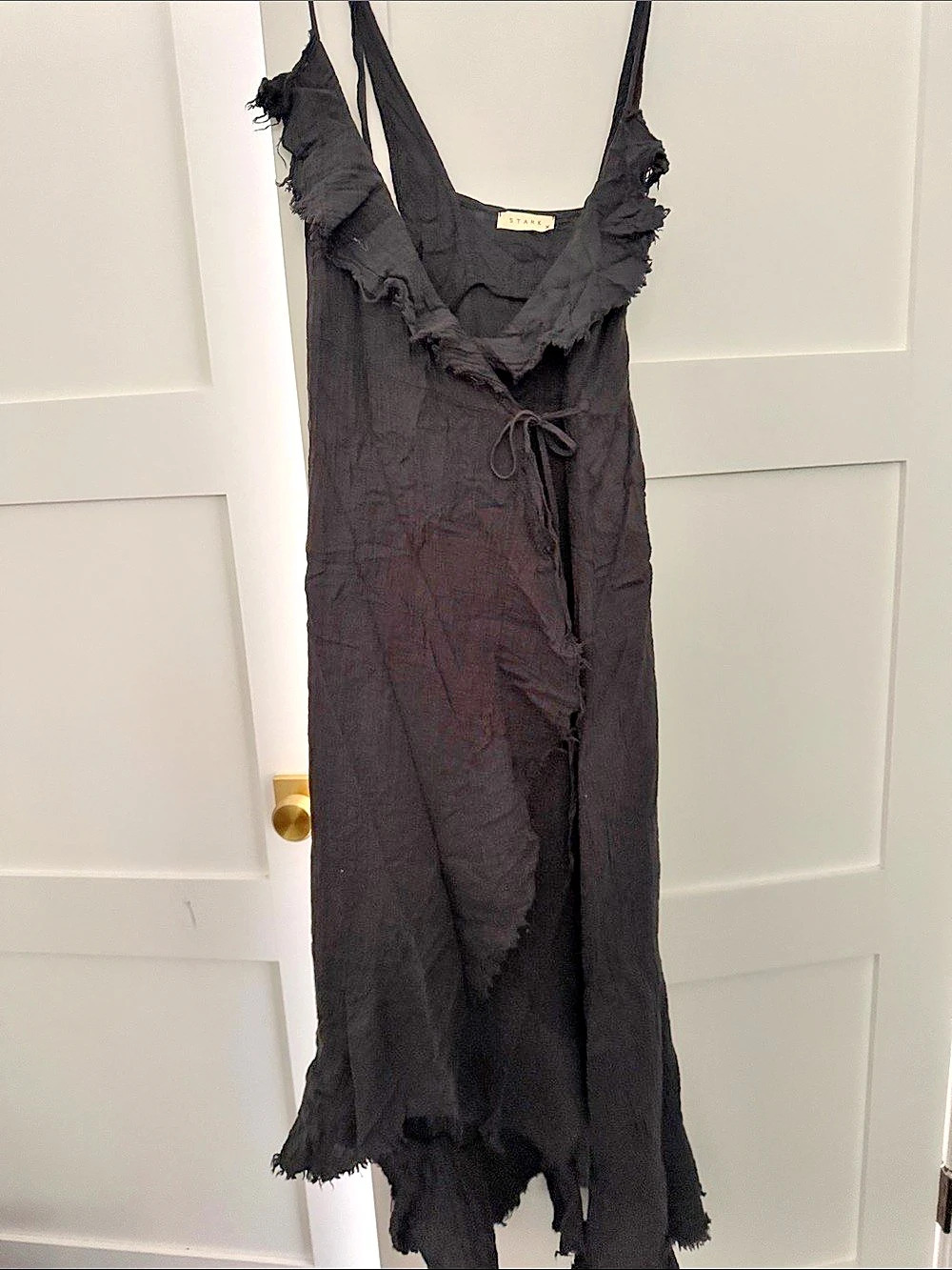 STARK Distressed Maxi Dress in Black Size m